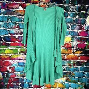 Lilli Lovebird Open Front Ribbed 3/4 Sleeve Cardigan Sweater size 8